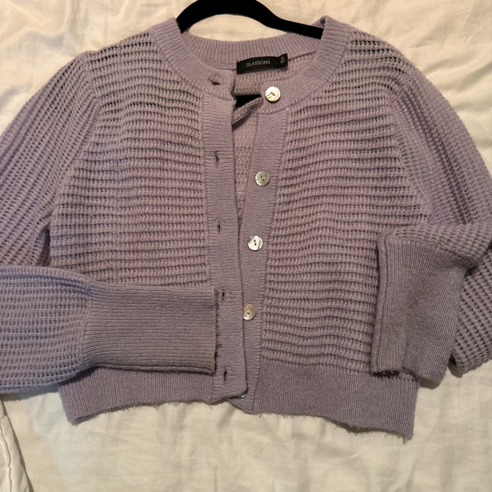 Glassons Lilac Waffle Knit Button Cardigan